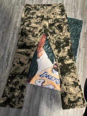 Fashion Nova Men's Green and Tan Camo Cargo Pants